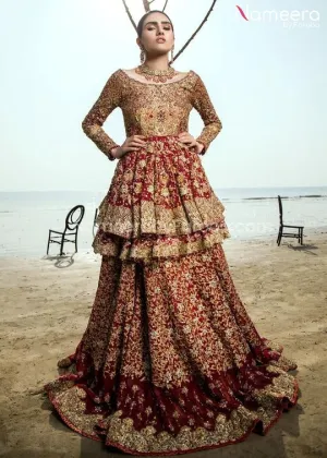 Red and Gold Pakistani Wedding Dress for Bride #BS41
