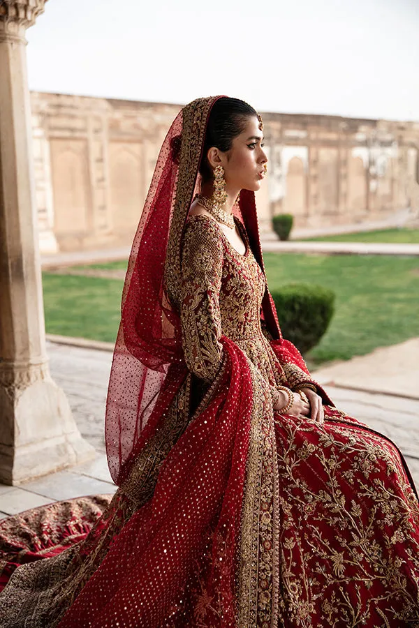 Red Lehenga and Open Pishwas Pakistani Bridal Dress