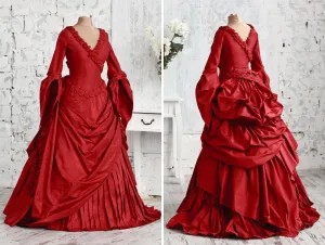 Red Mina Dracula ballroom taffeta silk victorian dress