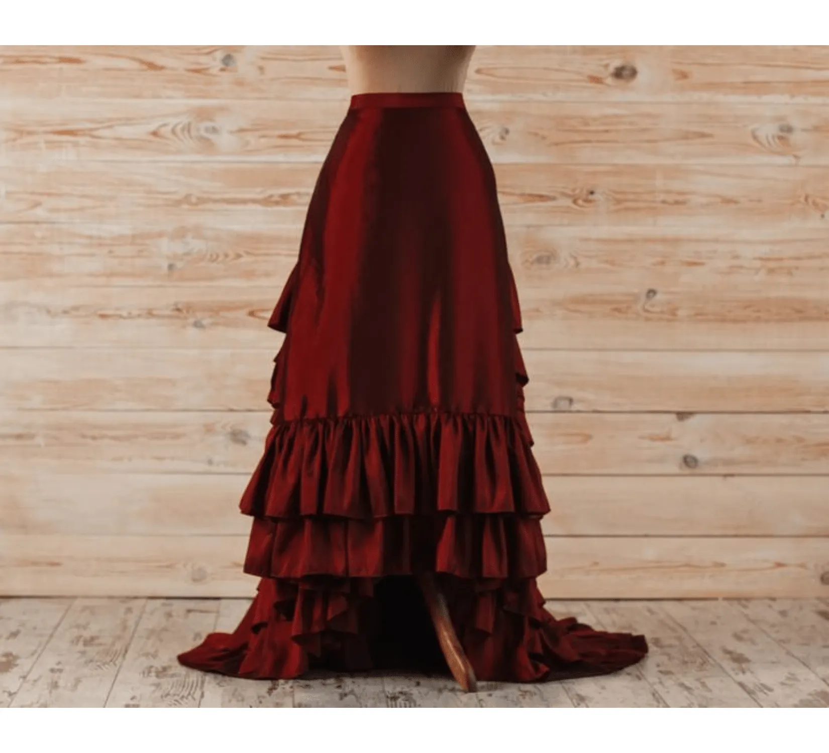 Red victorian bustle skirt