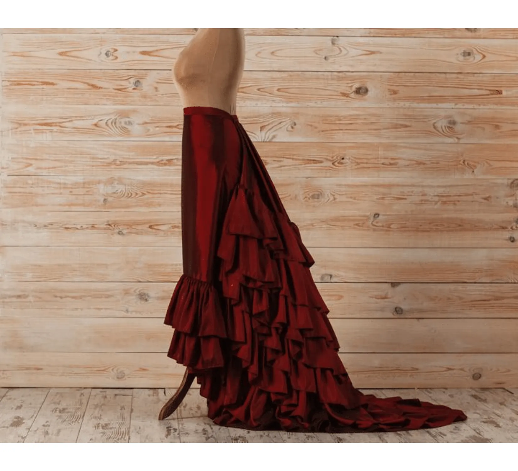 Red victorian bustle skirt