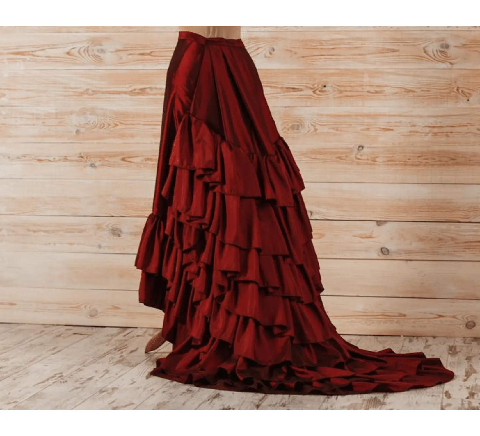 Red victorian bustle skirt
