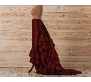 Red victorian bustle skirt