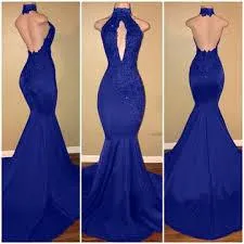 Red/Blue Mermaid Prom Dresses Party Gowns, Lace Formal Dress, Sleeveless Graduation Dresses