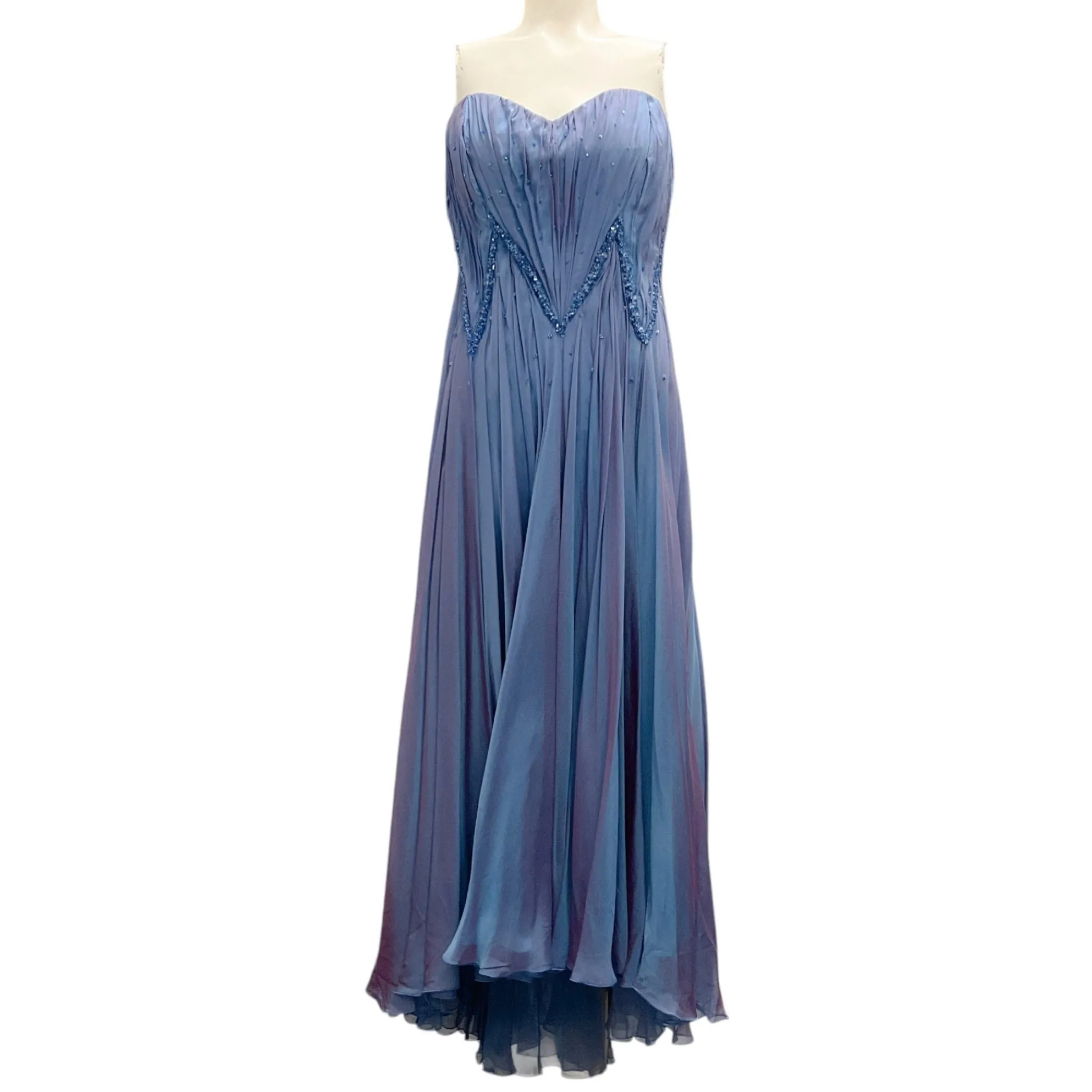 Rene Ruiz Collection Blue Iridescent Beaded Strapless Gown / Formal Dress