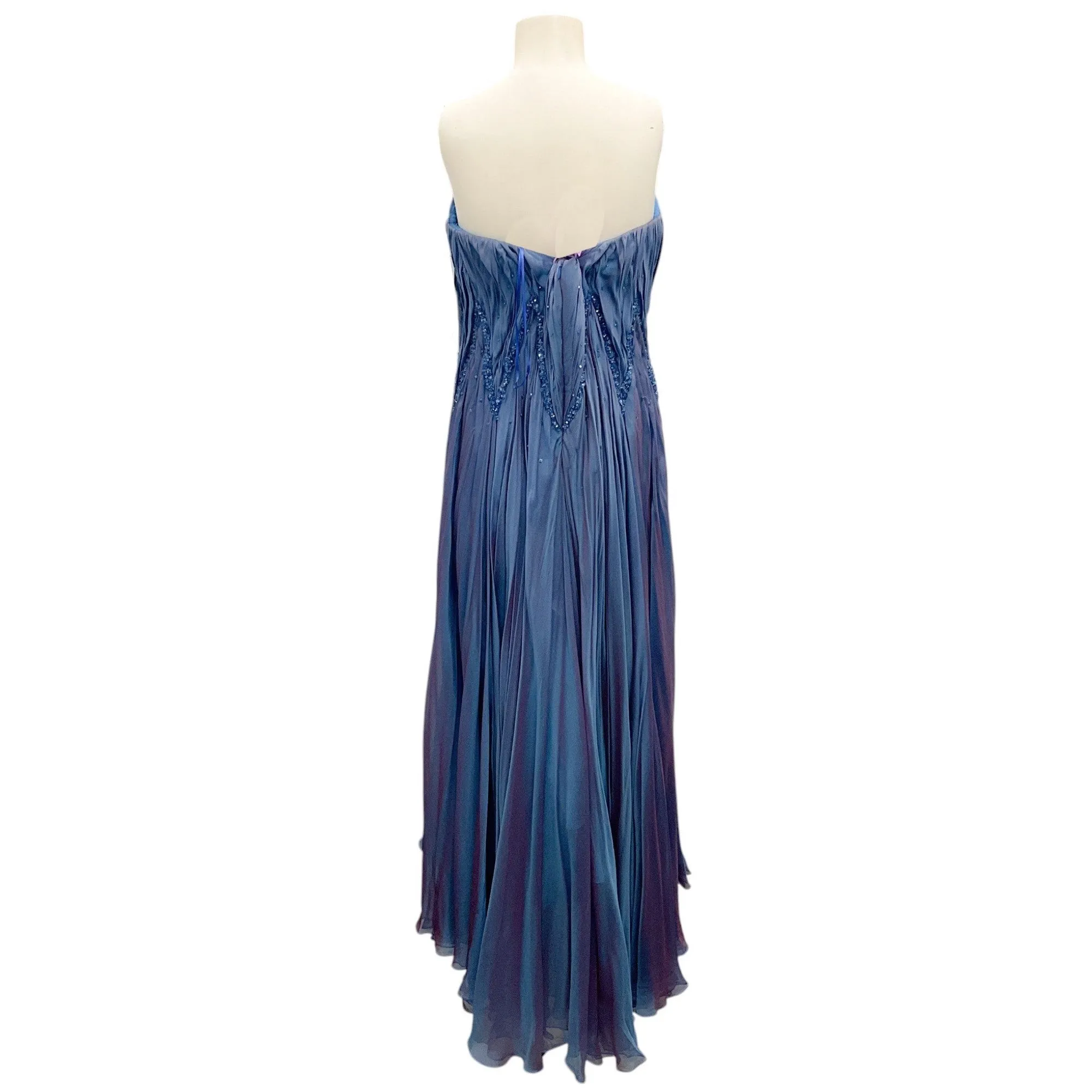 Rene Ruiz Collection Blue Iridescent Beaded Strapless Gown / Formal Dress