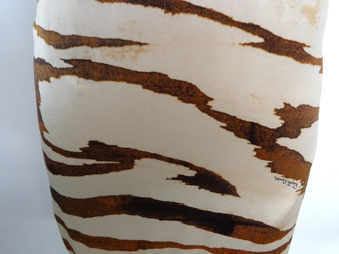 ROBERTO CAVALLI Tiger Print Silk Deep V-Neck Dress 42