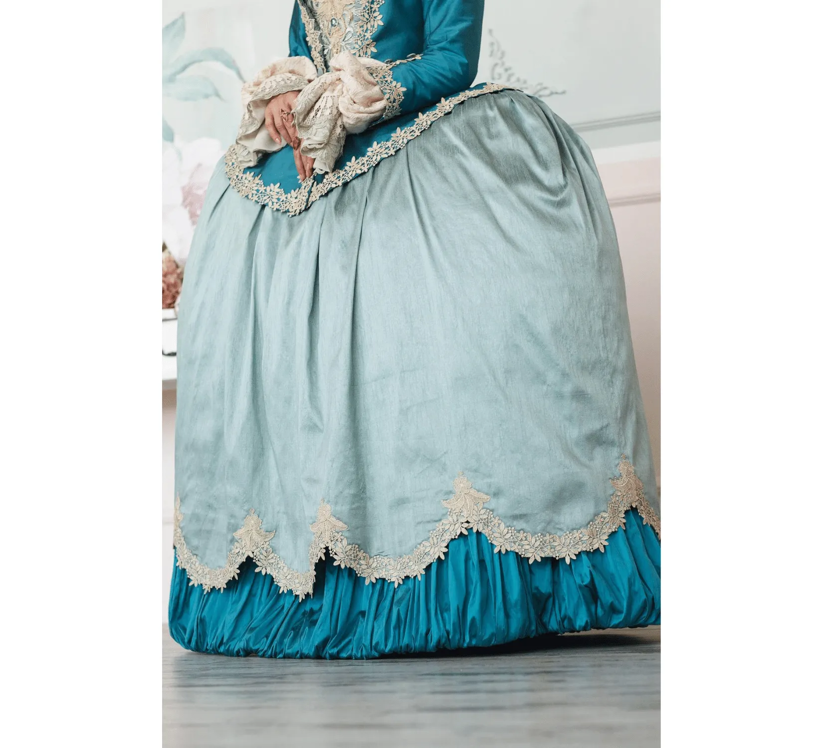 Rococo Venice Carnival taffeta dress with caraco jacket  | Ready to Ship