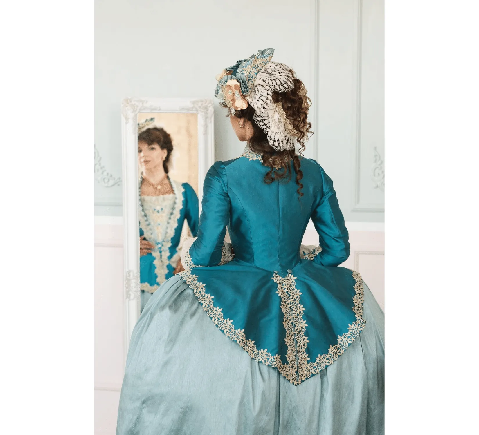 Rococo Venice Carnival taffeta dress with caraco jacket  | Ready to Ship
