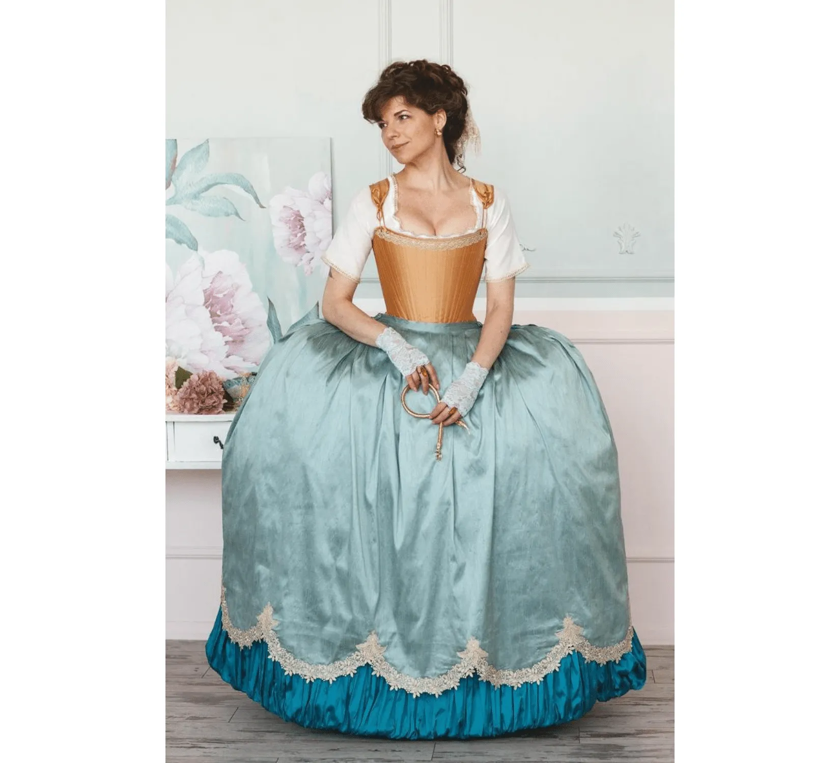 Rococo Venice Carnival taffeta dress with caraco jacket  | Ready to Ship