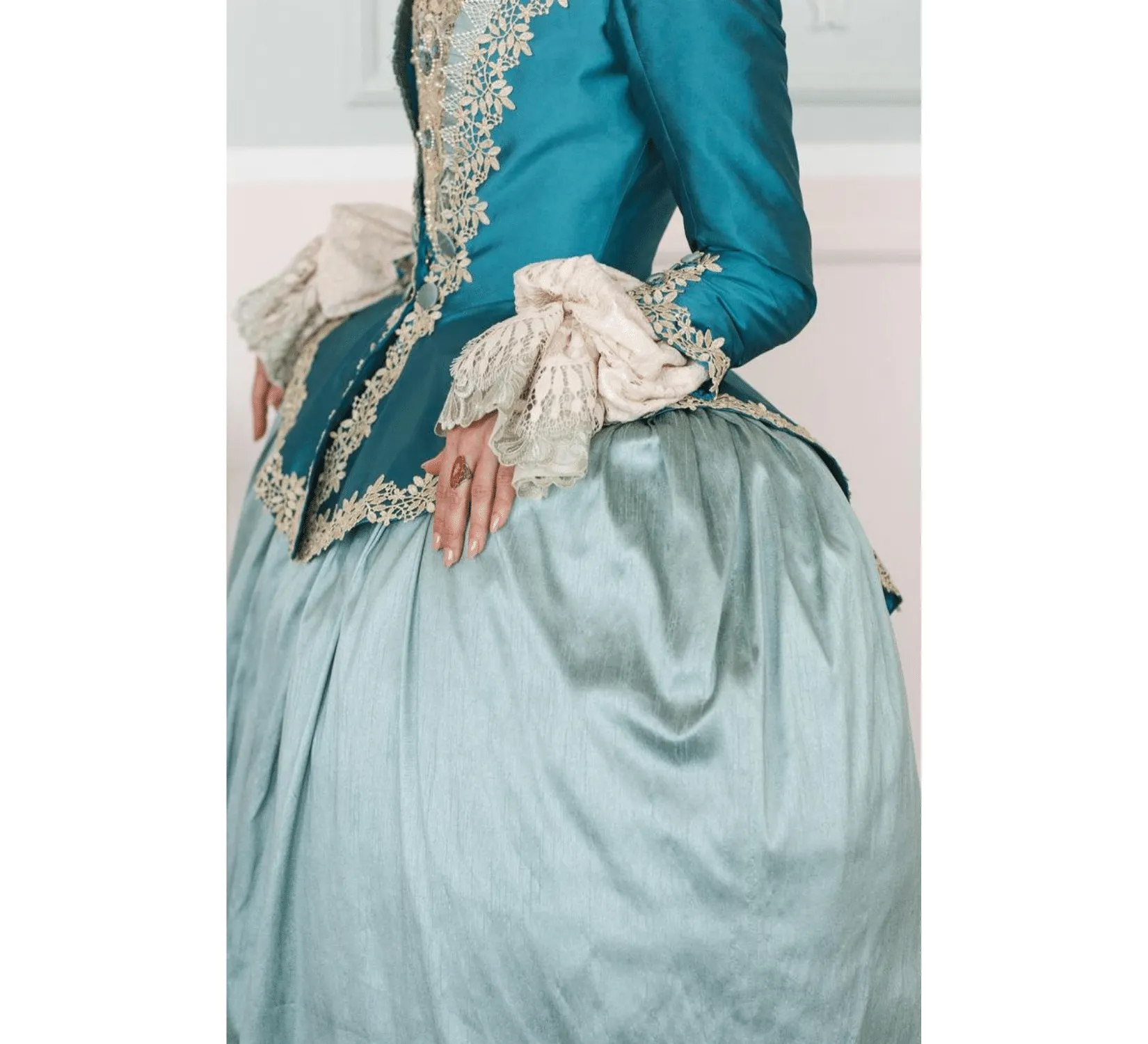 Rococo Venice Carnival taffeta dress with caraco jacket  | Ready to Ship