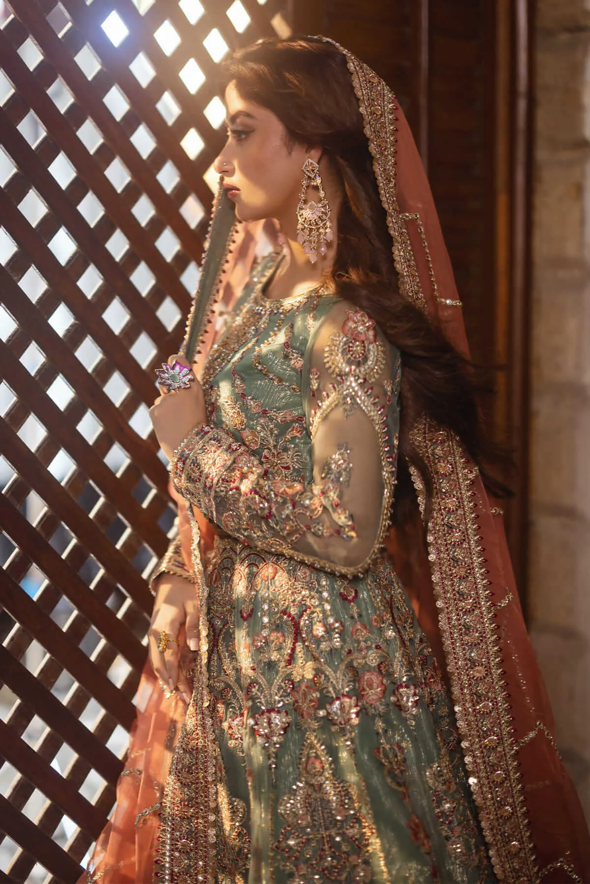 Royal Sea Green Heavily Embellished Pakistani Wedding Dress Lehenga Choli