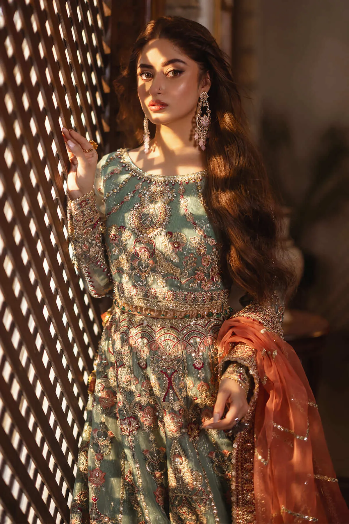 Royal Sea Green Heavily Embellished Pakistani Wedding Dress Lehenga Choli