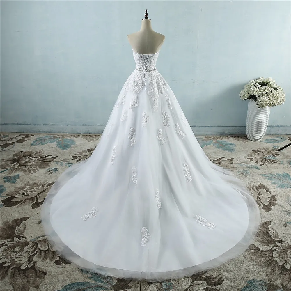 Roycebridal Lace flower Sweetheart White Ivory Fashion Sexy 2021 Wedding Dresses For Brides Plus Size Maxi Size 2-26W