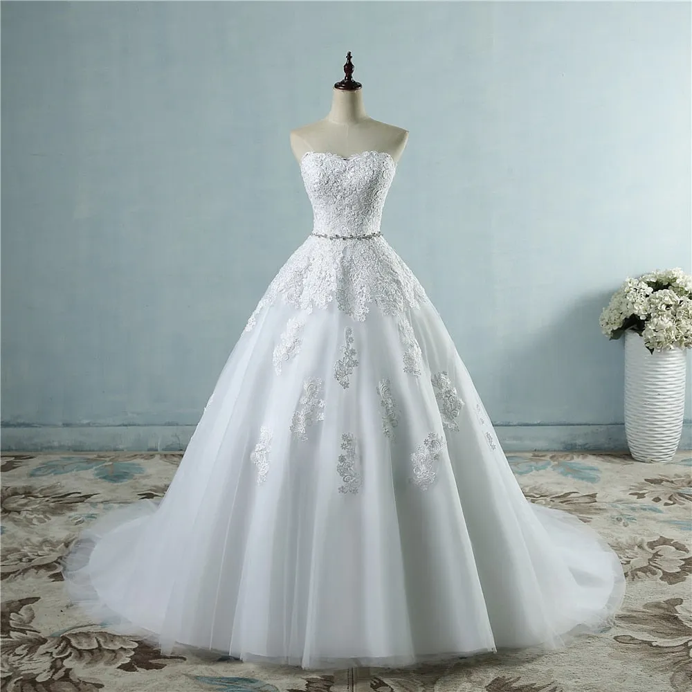 Roycebridal Lace flower Sweetheart White Ivory Fashion Sexy 2021 Wedding Dresses For Brides Plus Size Maxi Size 2-26W