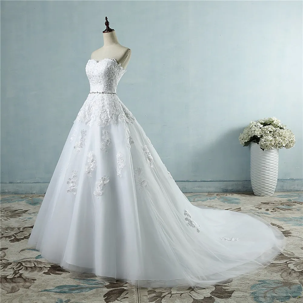 Roycebridal Lace flower Sweetheart White Ivory Fashion Sexy 2021 Wedding Dresses For Brides Plus Size Maxi Size 2-26W