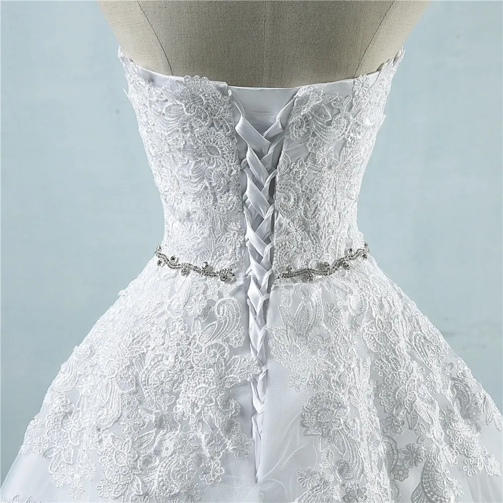 Roycebridal Lace flower Sweetheart White Ivory Fashion Sexy 2021 Wedding Dresses For Brides Plus Size Maxi Size 2-26W