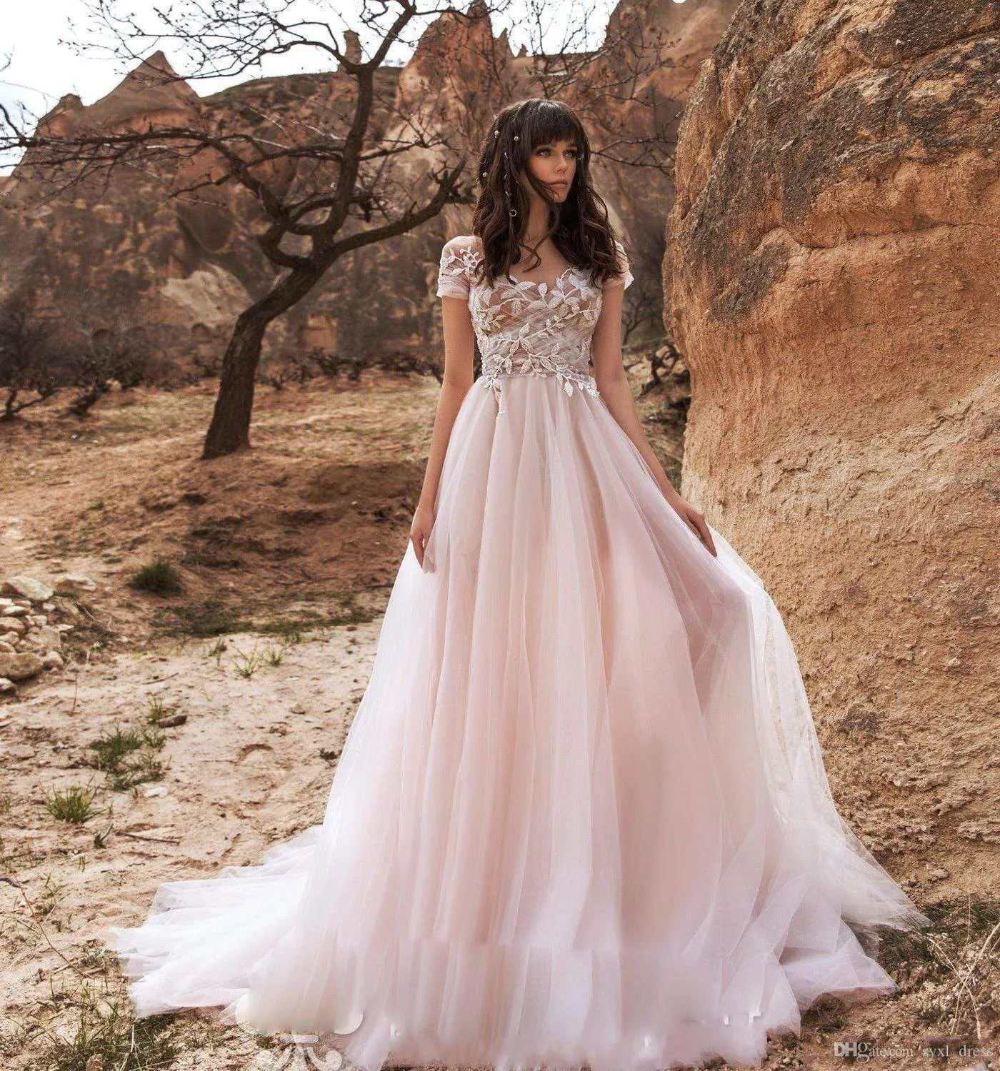 Roycebridal Light Pink Bohemian Wedding Dresses