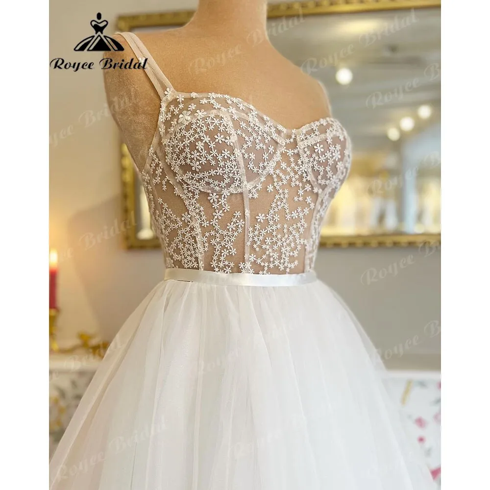 Roycebridal Modern Beach Princess Sweetheart Neckline Wedding Gowns for Women 2025 Bridal Dress Spaghetti Straps suknia slubna