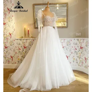 Roycebridal Modern Beach Princess Sweetheart Neckline Wedding Gowns for Women 2025 Bridal Dress Spaghetti Straps suknia slubna