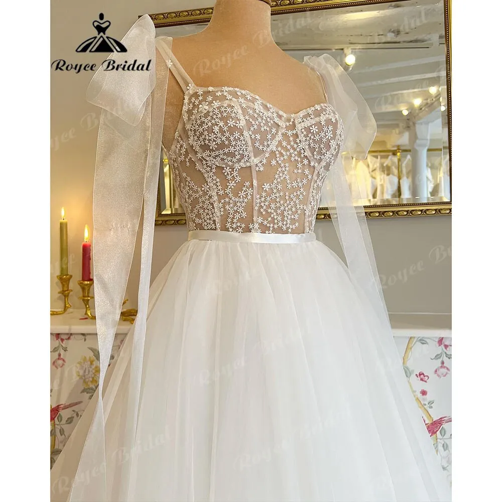 Roycebridal Modern Beach Princess Sweetheart Neckline Wedding Gowns for Women 2025 Bridal Dress Spaghetti Straps suknia slubna