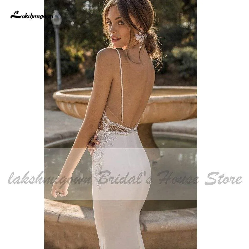 Roycebridal Sexy Bridal Mermaid Wedding Dresses Backless Beaded Lace Bodice