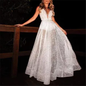 Roycebridal Sexy Deep V-Neck Backless Wedding Dress