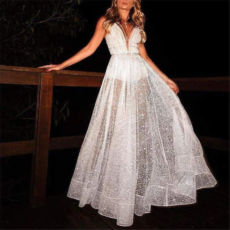 Roycebridal Sexy Deep V-Neck Backless Wedding Dress