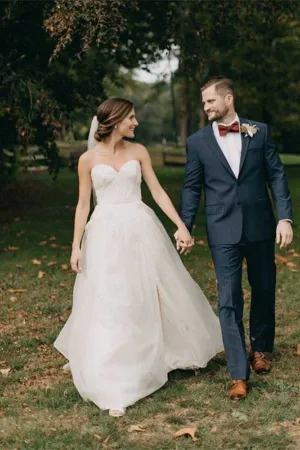 Roycebridal Simple A-line Chiffon Sweetheart Strapless Wedding Dresses, Bridal Gowns, MW792