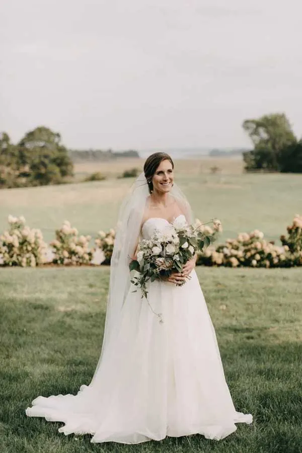 Roycebridal Simple A-line Chiffon Sweetheart Strapless Wedding Dresses, Bridal Gowns, MW792