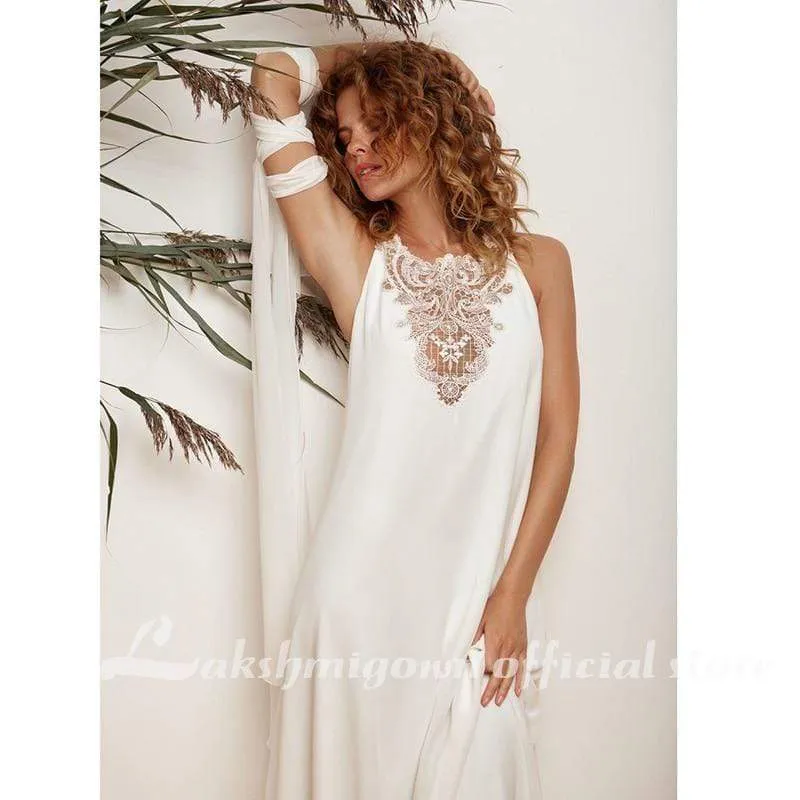Roycebridal Soft satin Ivory Wedding Dress women
