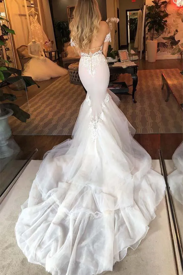 Roycebridal Tulle Mermaid Sweetheart Lace Appliques Wedding Dresses, Bridal Gown, MW744