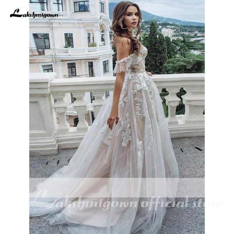 Roycebridal White Long Sleeves Lace Detail A-line Wedding Dresses