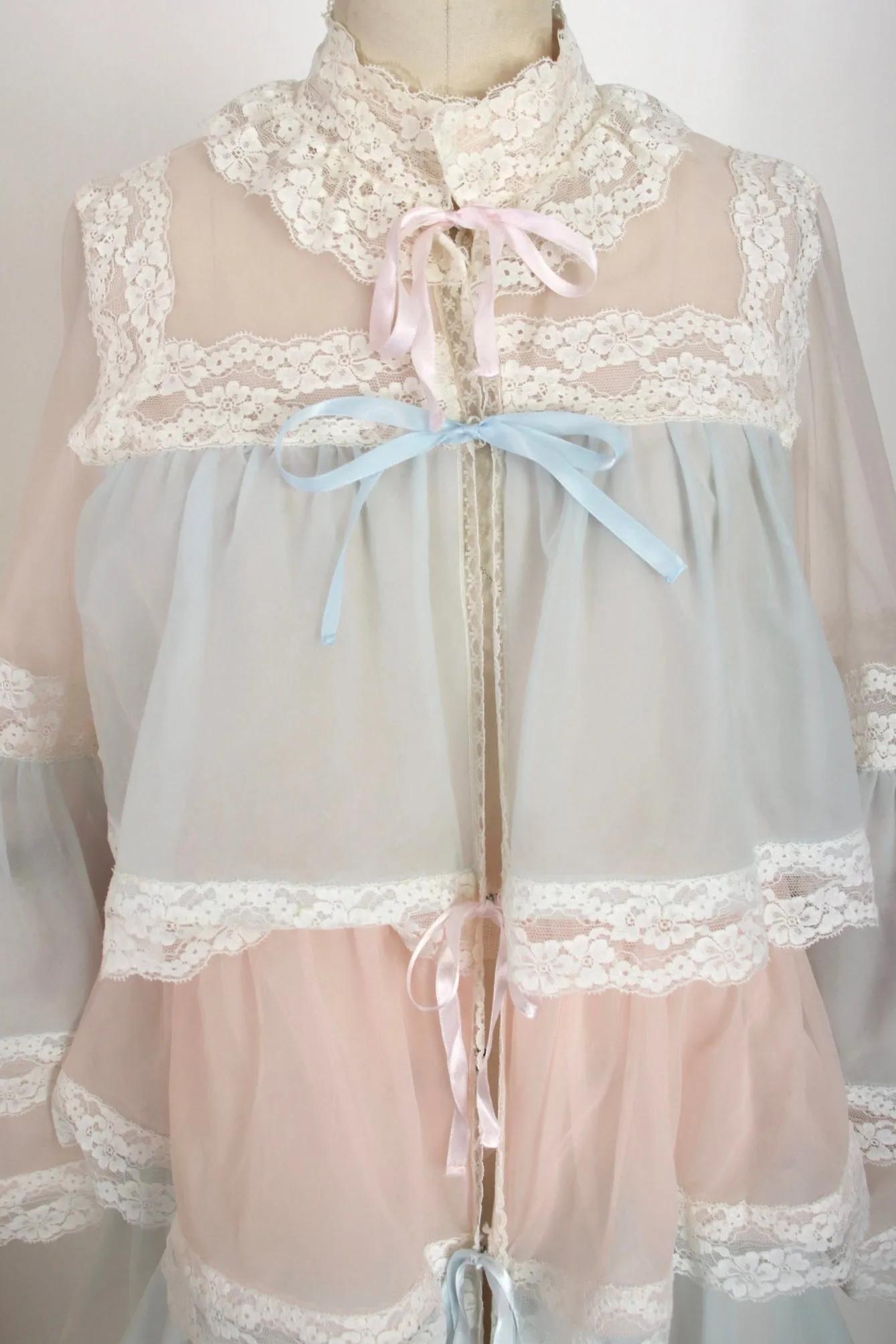 Saks Fifth Avenue Chiffon & Lace Dressing Gown