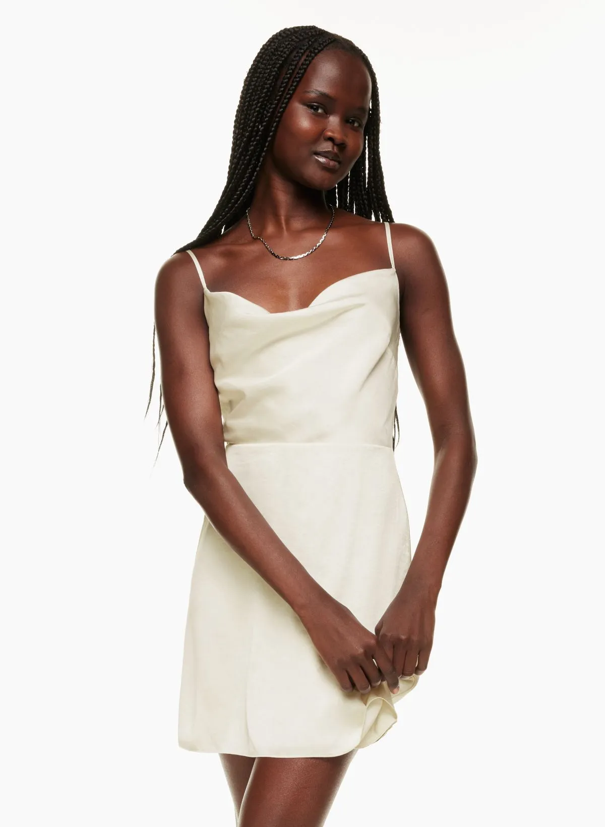 Satin Cowl-Neck Mini Dress