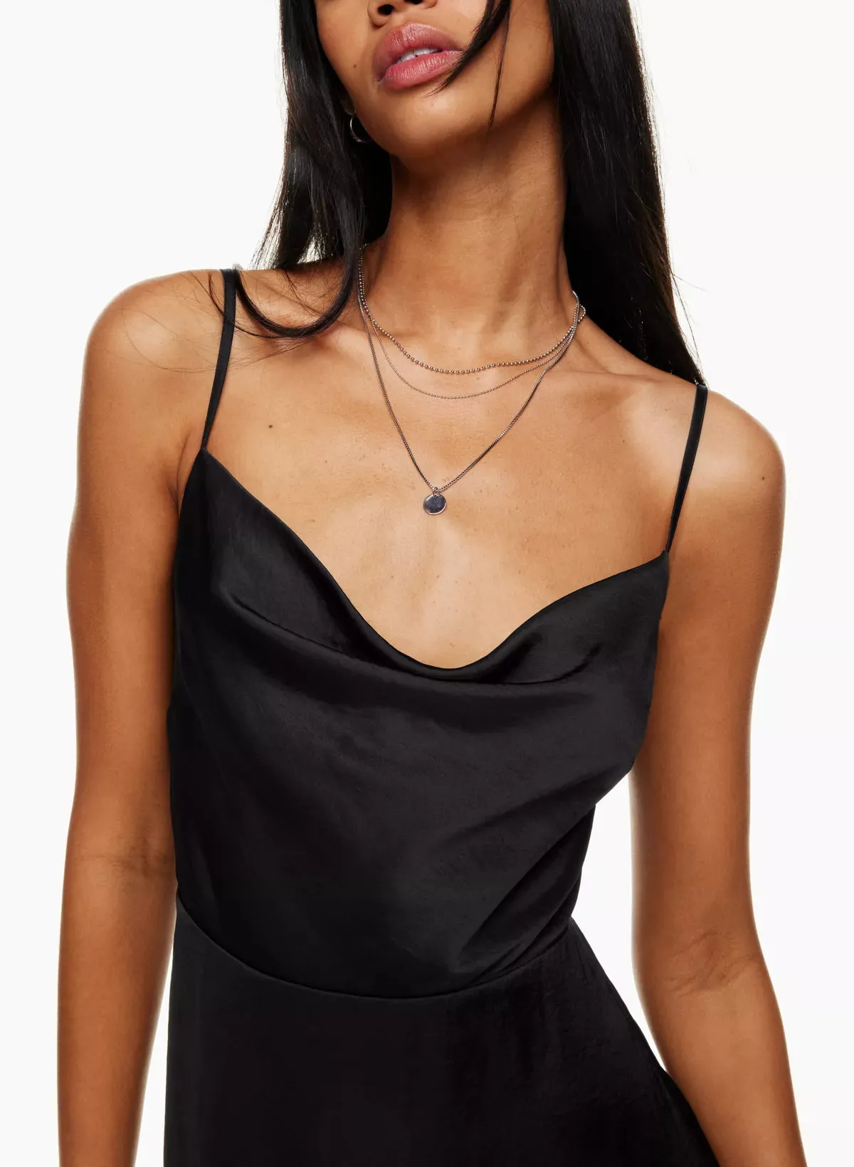 Satin Cowl-Neck Mini Dress