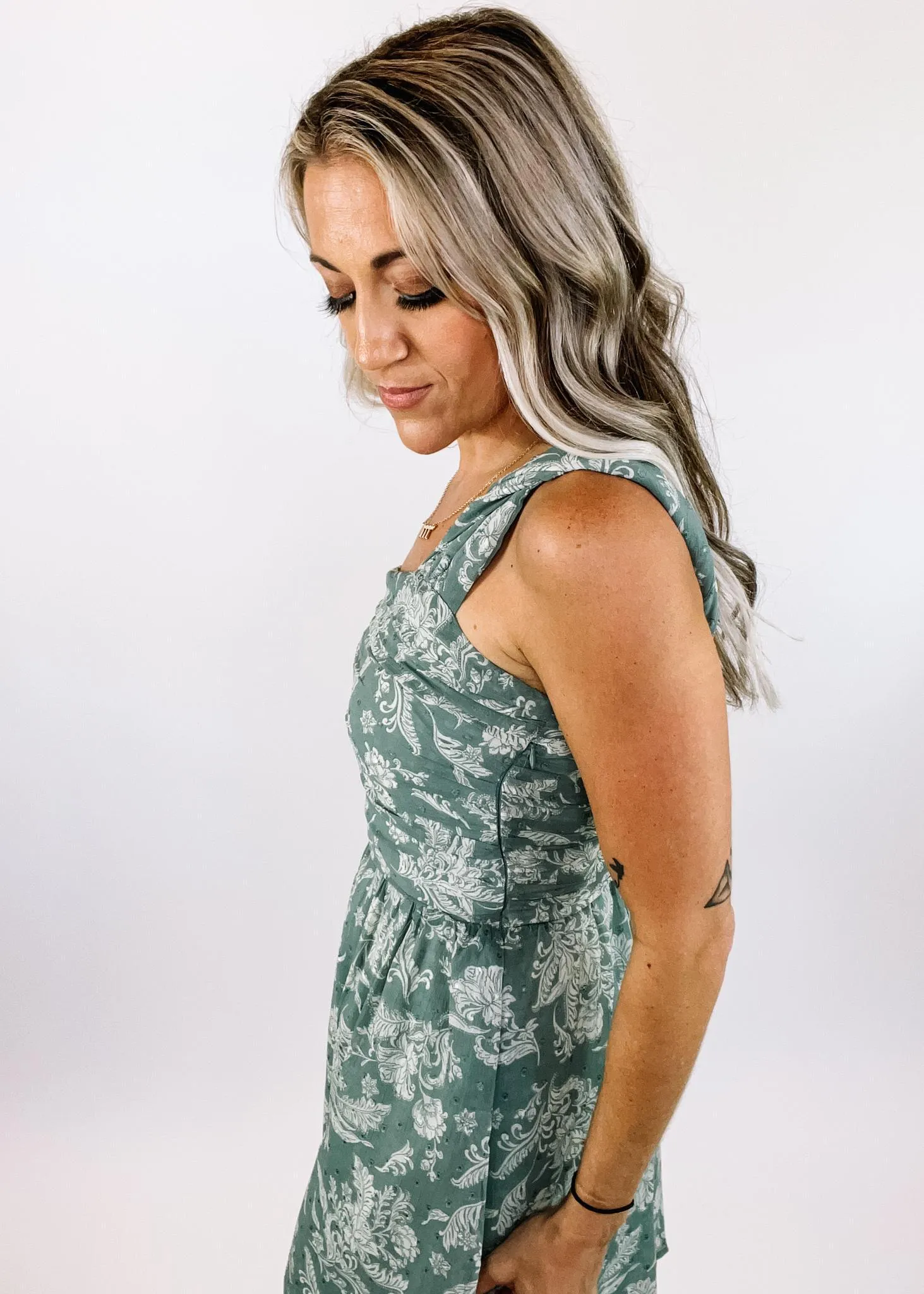 Seagrass Paisley One Shoulder Mini Dress