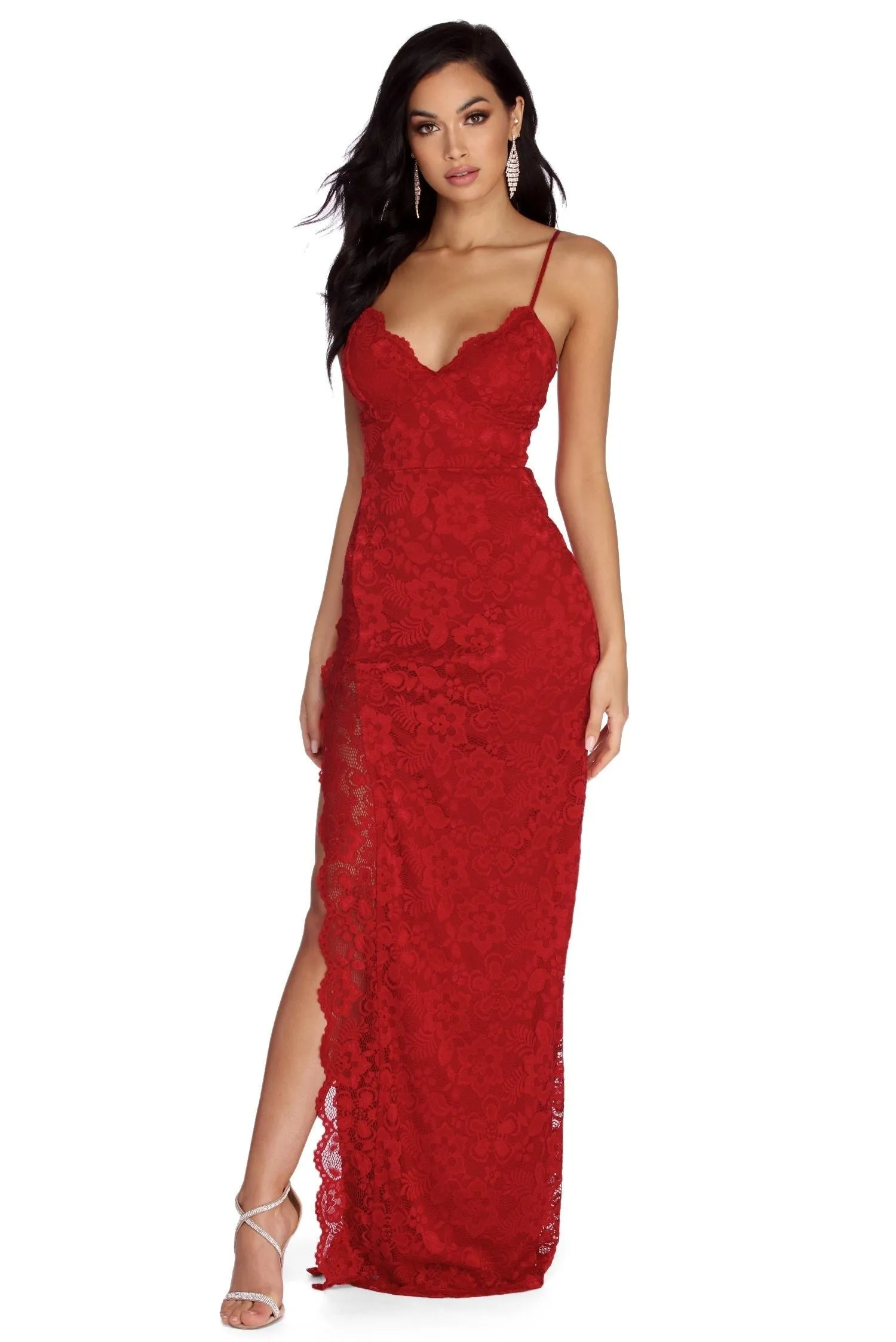 Selene Formal Stylish Scalloped Lace Dress