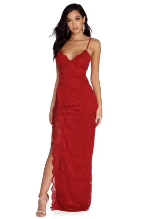 Selene Formal Stylish Scalloped Lace Dress