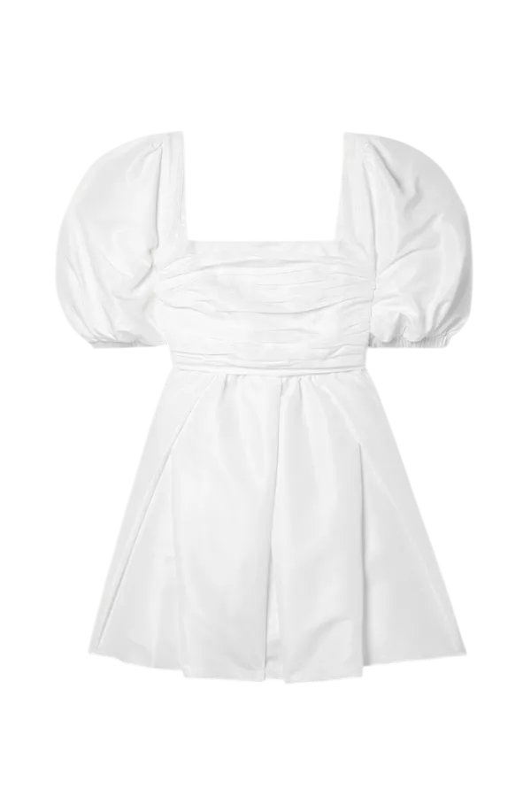 Self Portrait White Taffeta Puff Sleeve Mini UK 6