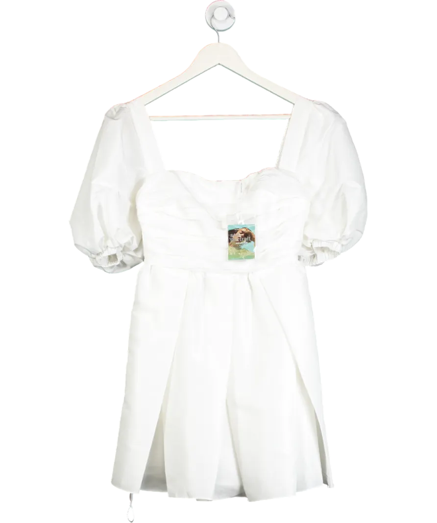 Self Portrait White Taffeta Puff Sleeve Mini UK 6