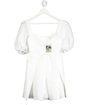 Self Portrait White Taffeta Puff Sleeve Mini UK 6