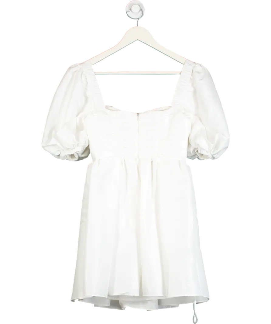 Self Portrait White Taffeta Puff Sleeve Mini UK 6