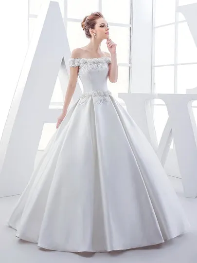 Sequins Matte Satin Ball Gown Wedding Dress