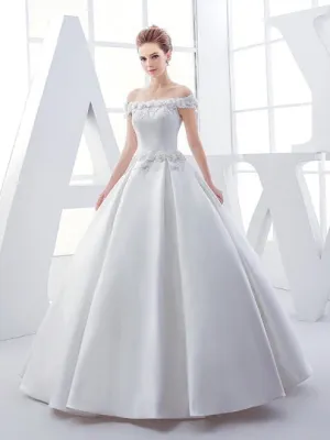 Sequins Matte Satin Ball Gown Wedding Dress