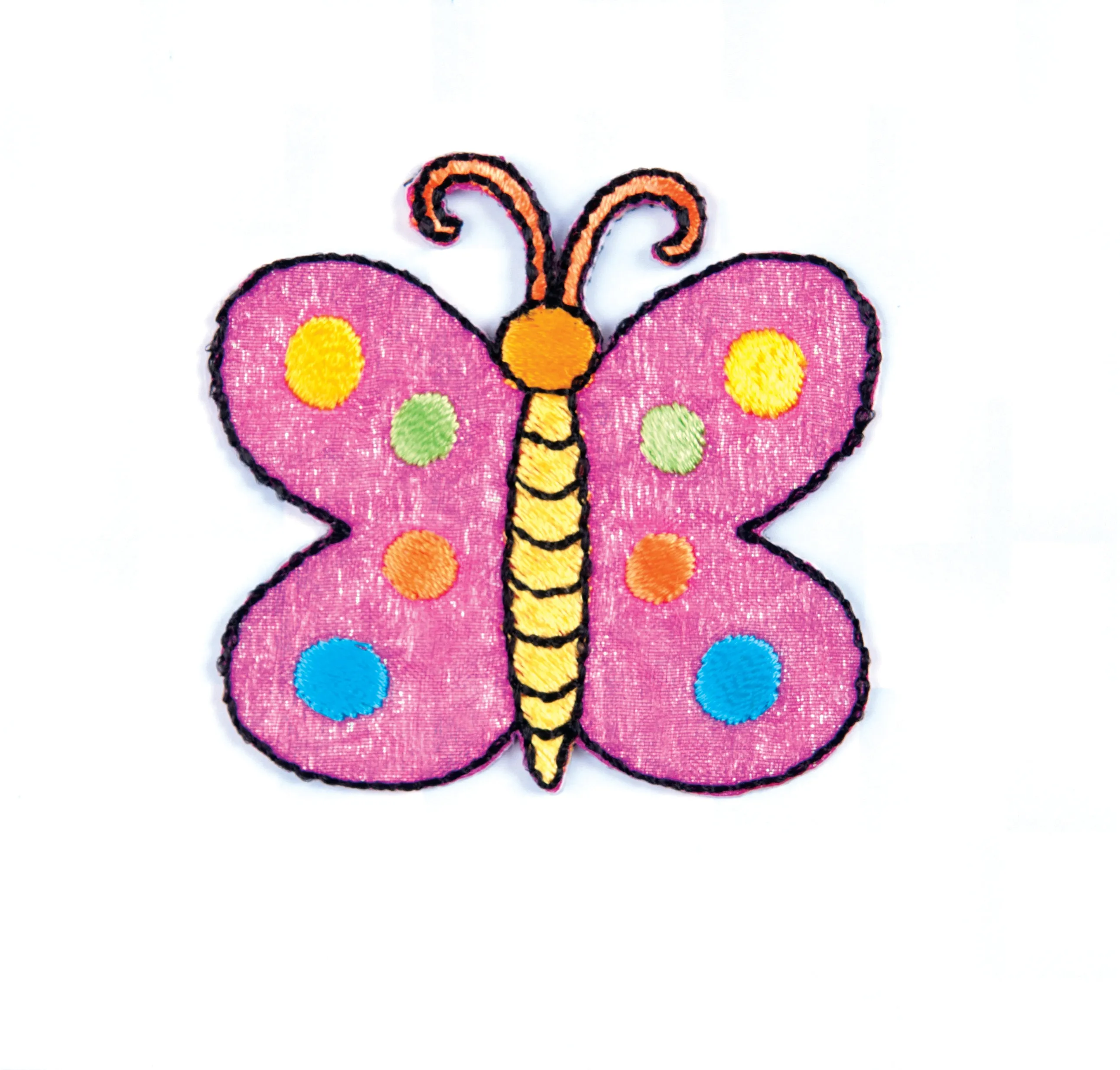 Sew On Motifs Lace Jeans Dresses Appliques Patches 4.8 cm -Pink Spotty Butterfly