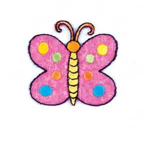 Sew On Motifs Lace Jeans Dresses Appliques Patches 4.8 cm -Pink Spotty Butterfly