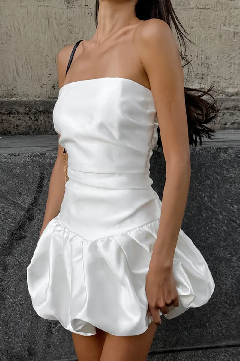 Sexy Ruffle Ruched Strapless Strapless Dresses