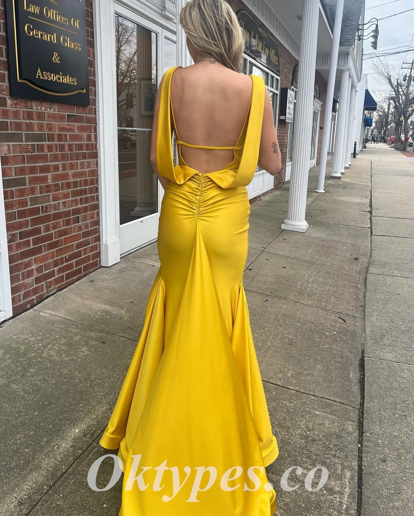 Sexy Soft Satin Spaghetti V-Neck Sleeveless Open Back Side Slit Mermaid Long Prom Dresses, PDS0893