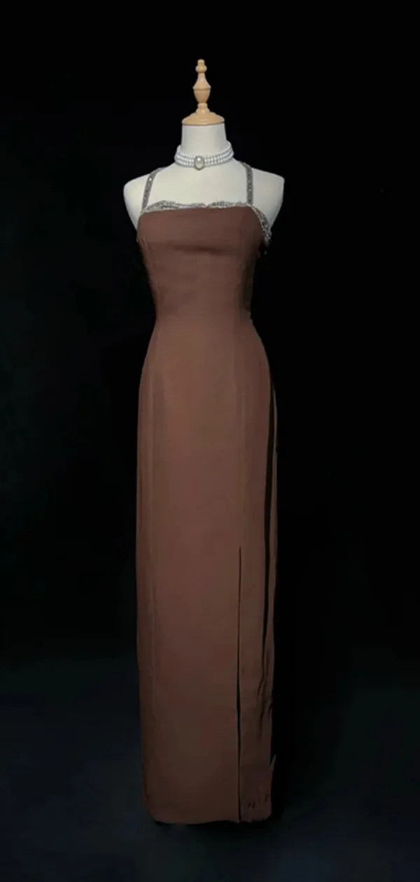 Sexy Spaghetti Strap Sleeveless Mermaid Jersey Long Prom Dresses With Slit  For Party Online, OL423